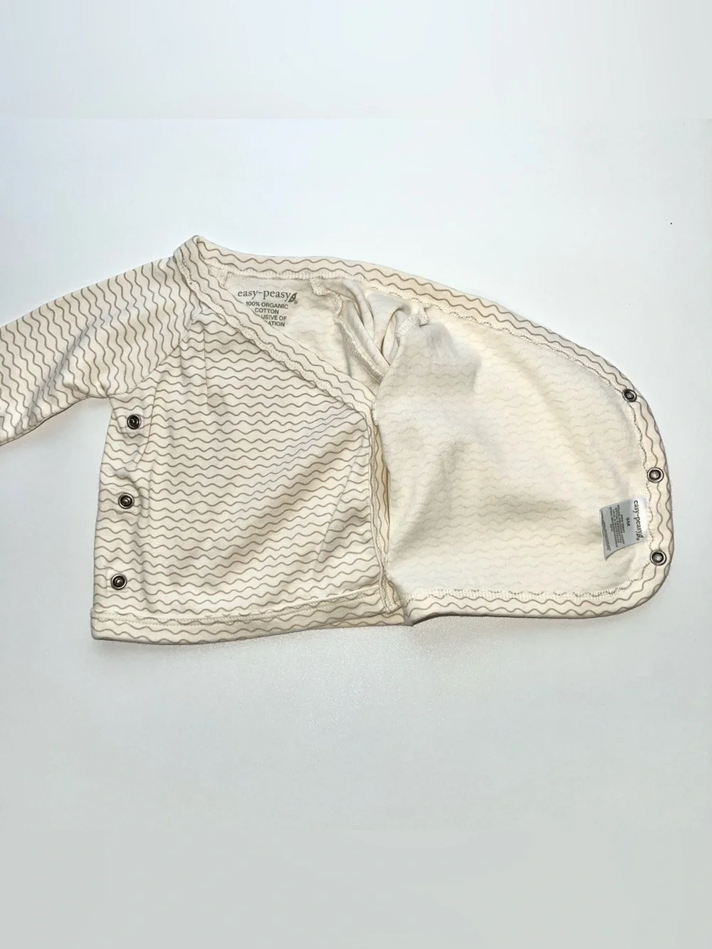 Easy-Peasy Organic Cotton 3-Piece Set Wavy Printed Cream Tan Size 3 Months NWOT